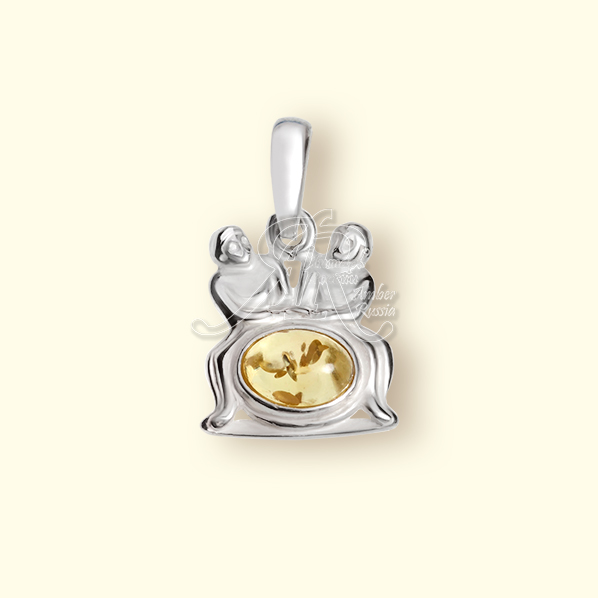 Подвеска Посеребрение, янтарь