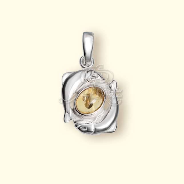 Подвеска Посеребрение, янтарь